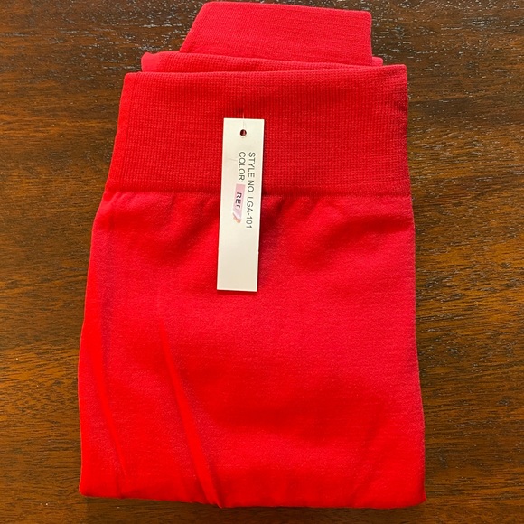 Fleece Leggings, Red and Burgundy - Picture 5 of 6